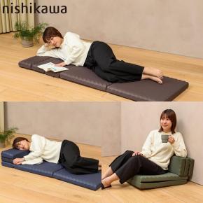 nishikawa 西川 寝心地にこだわった　ごろ寝マット　グリーン 寝心地にこだわったごろ寝マット 6×60×180㎝ ブラウン 側生地